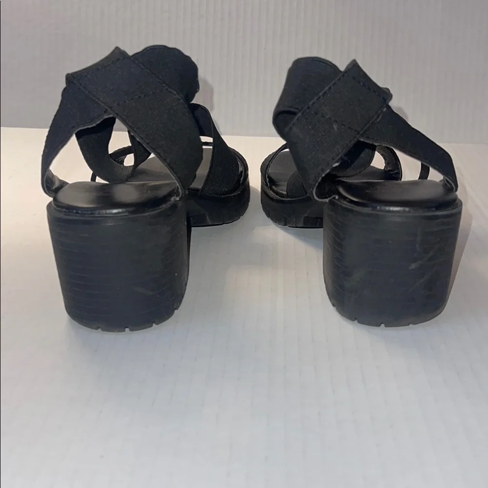Jellypop Girls 4M Black Chunky Block Heel Platform Sandals EUC